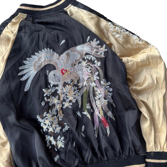 Sukajan Jabiru Bird Souvenir Japan Tourist Bomber Jacket Nature Asian Vintage - Picture 3 of 14